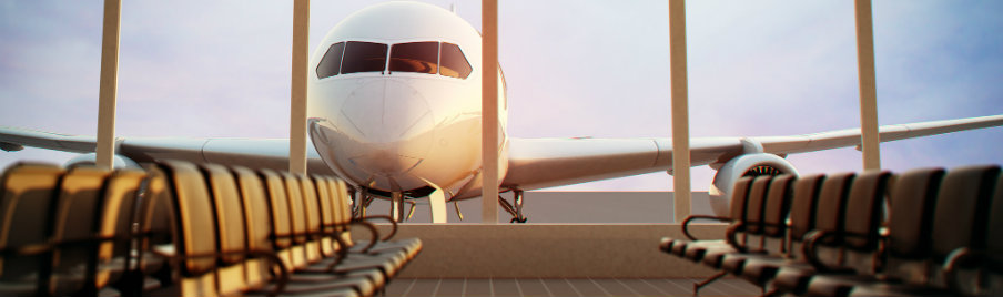 plane outside the terminal window