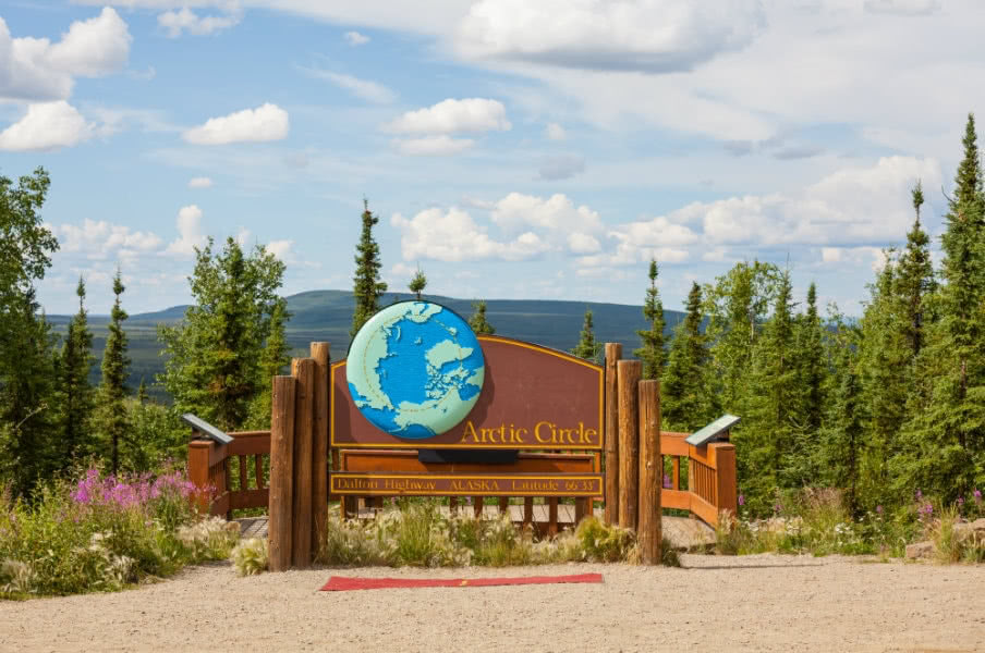 Arctic Circle sign on the Dalton Highway